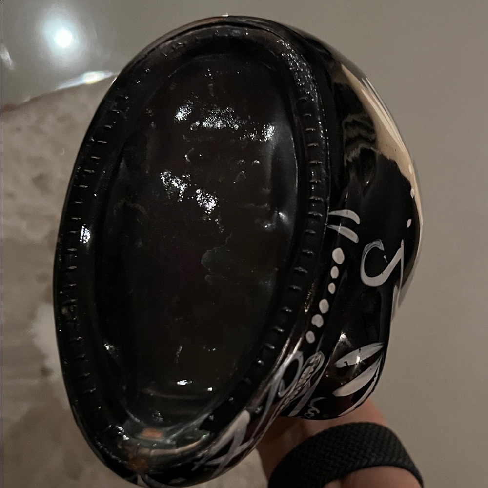 VTG KAH Tequila Hand Painted Ceramic Skull Bottle Day of the Dead Black White - Picture 4 of 7